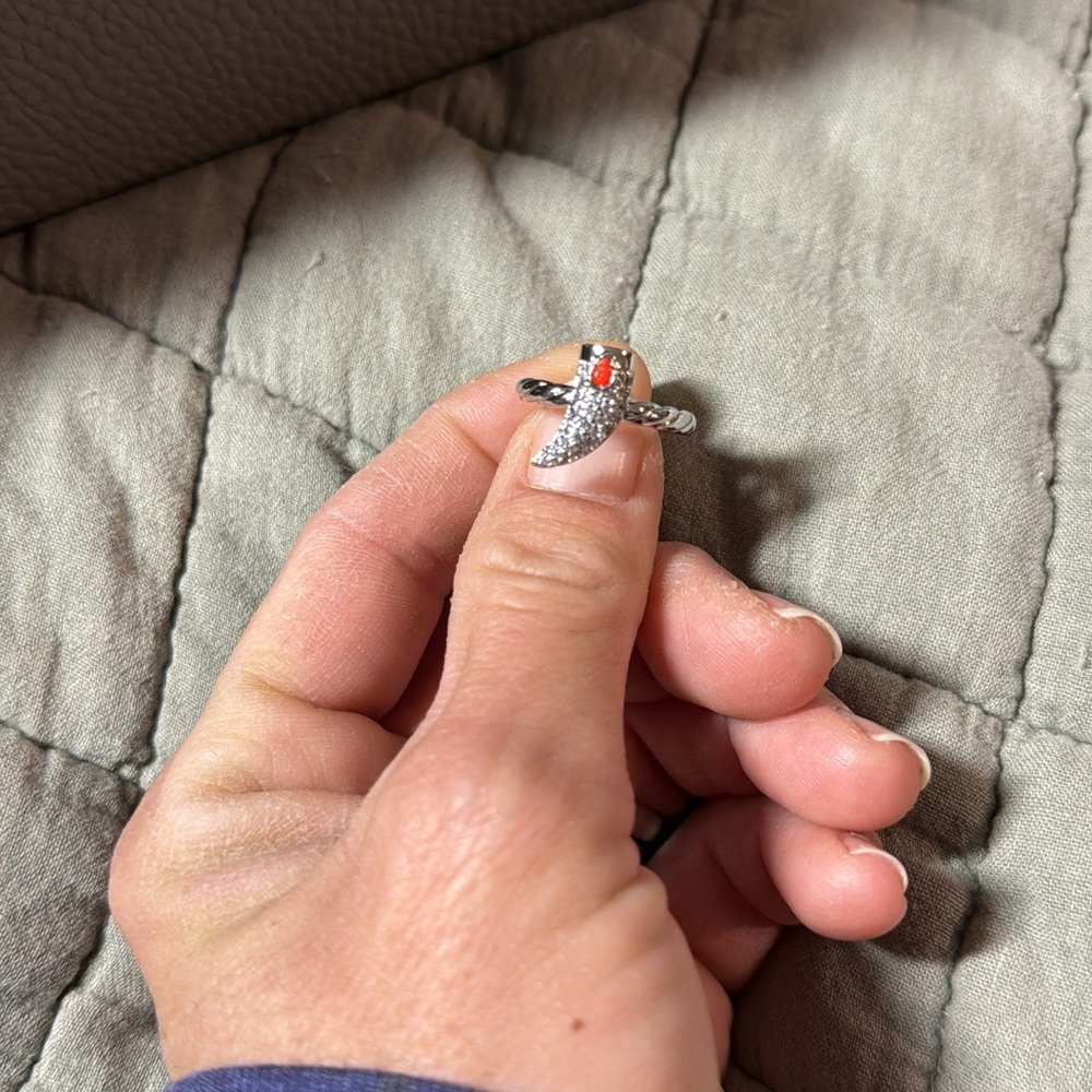 Elegant Silver and Red Women's Ring